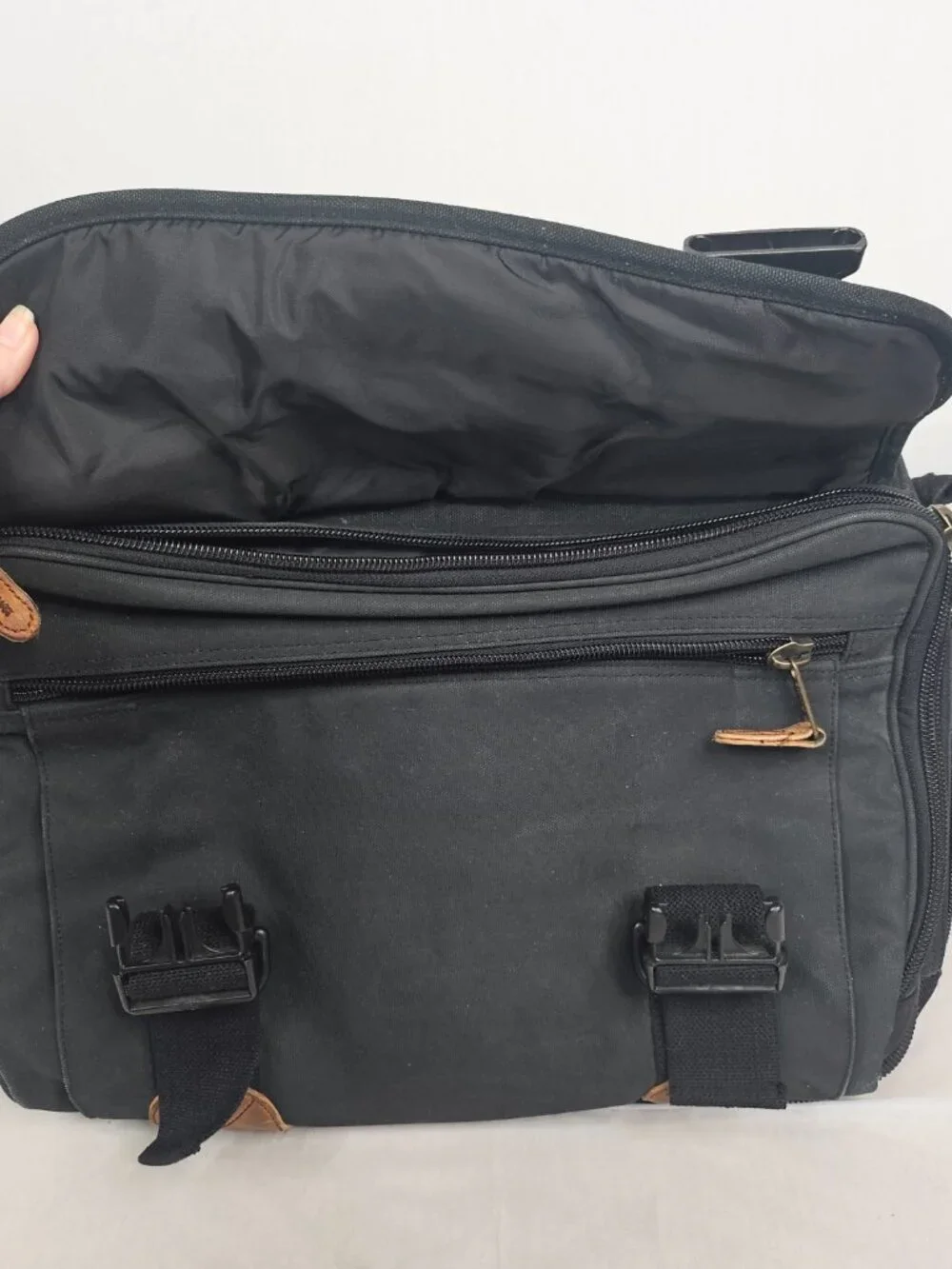 Cabela's | Canvas Leather Messenger Laptop Travel Bag | Black
